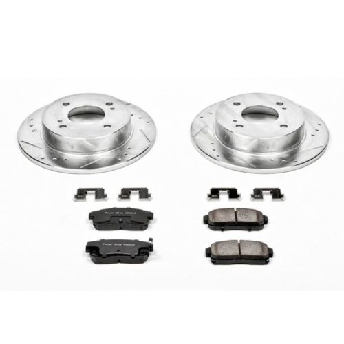 2001-2006 Nissan Sentra and Infiniti G20 Rear Z23 Evolution Sport Brake Kit - Heavy-Duty Drilled & Slotted Rotors with Carbon-Fiber Ceramic Pads - Premium Replacement