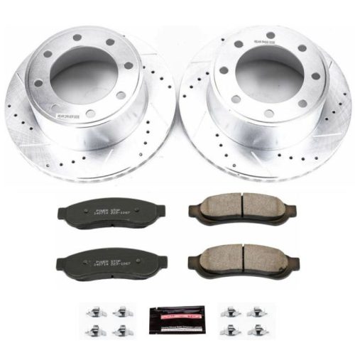 2010 Ford F-250 Super Duty Rear Brake Upgrade Kit with Drilled & Slotted Rotors and Carbon-Fiber Ceramic Pads - Premium Replacement