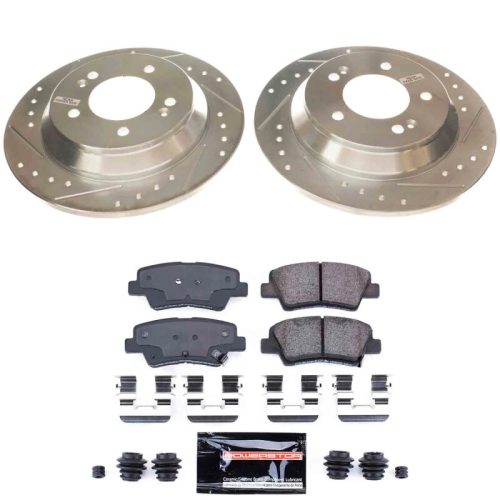 2022-2023 Hyundai Kona Rear Z23 Evolution Sport Brake Rotor and Pad Assembly - Heavy-Duty Drilled & Slotted Brake Upgrade for Towing and Daily Driving - Premium Replacement