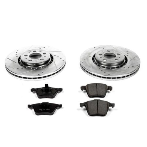 2013-2014 Volvo XC90 Front Z23 Evolution Sport Brake Rotor and Carbon-Fiber Ceramic Brake Pads Upgrade - Premium Replacement