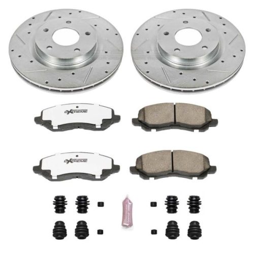 2008-2011 Dodge Avenger Front Z26 Street Warrior Brake Kit - Heavy-Duty Drilled & Slotted Rotors with Carbon-Fiber Ceramic Pads - Premium Replacement