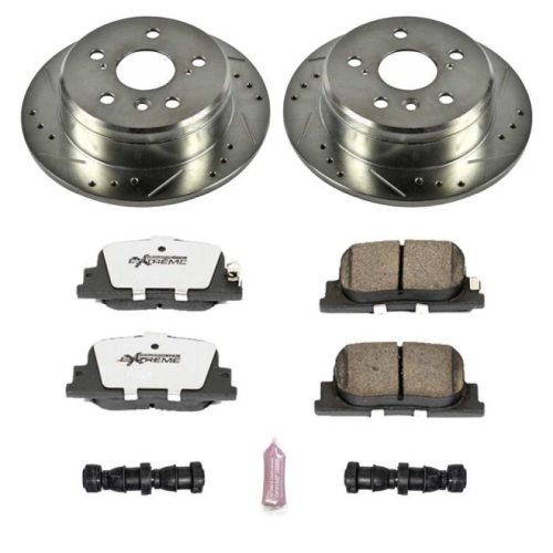 2000-2001 Toyota Camry & Lexus ES300 Rear Z26 Street Warrior Brake Performance Upgrade Kit - Heavy-Duty Drilled & Slotted Rotors with Carbon-Fiber Ceramic Pads - Premium Replacement