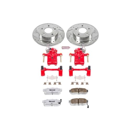 2000-2001 Nissan Maxima Rear Z26 Street Warrior Brake Upgrade Kit with Powder Coated Calipers - Heavy-Duty Drilled & Slotted Rotors, Carbon-Fiber Ceramic Pads, Premium Replacement