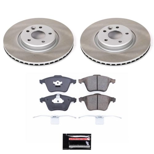 2004-2011 Volvo S40 & V50 Front Semi-Coated Rotor Brake Assembly with Ceramic Pads - Premium Replacement