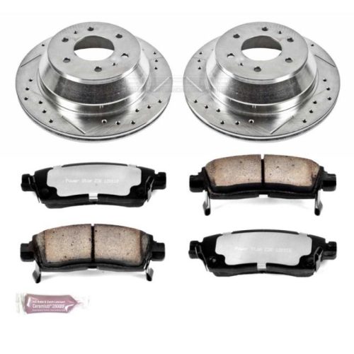 2004-2007 Buick Rainier Rear Power Stop Z36 Truck & Tow Brake Kit - Heavy-Duty Drilled & Slotted Rotors with Carbon-Fiber Ceramic Brake Pads - Premium Replacement