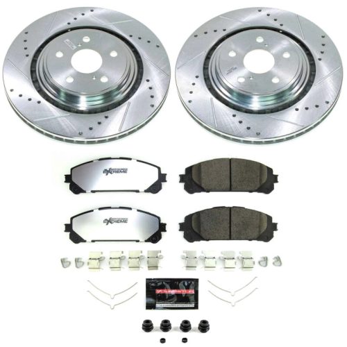 2020-2021 Toyota Highlander Front Z36 Truck & Tow Brake Upgrade Kit - Heavy-Duty Drilled & Slotted Rotors with Carbon-Fiber Ceramic Pads - Premium Replacement