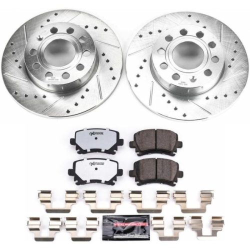 2006-2009 Volkswagen Jetta, 2008 Audi A3 Rear Z26 Street Warrior Brake Upgrade Kit - Heavy Duty Drilled & Slotted Rotor and Carbon-Fiber Ceramic Pad Assembly