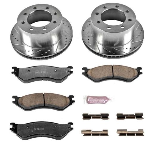 2001-2002 Dodge Ram 2500 / 3500 Heavy-Duty Rear Brake System with Drilled & Slotted Rotors and Carbon-Fiber Ceramic Brake Pads - Premium Replacement