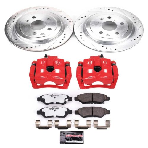 2010-2014 Chevrolet Camaro Rear Z26 Street Warrior Brake Upgrade Kit with Drilled & Slotted Rotors, Carbon-Fiber Ceramic Pads, Powder Coated Calipers - Premium Replacement