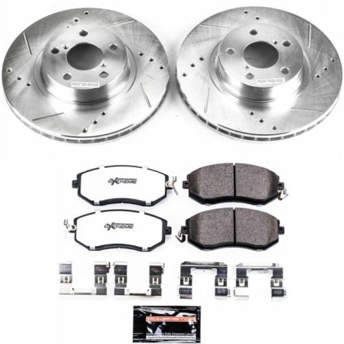 2011-2015 Subaru BRZ Front PowerStop Z26 Street Warrior Brake Upgrade Kit - Drilled & Slotted Rotors with Carbon-Fiber Ceramic Pads for Heavy-Duty Performance
