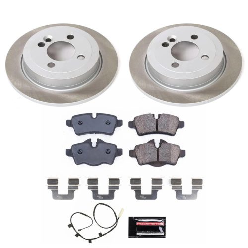 2013 Mini Cooper Rear Semi-Coated Rotor Assembly with Low-Dust Ceramic Brake Pads - Premium Replacement