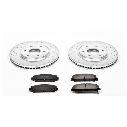 2006-2007 Nissan Armada & Infiniti QX56 Front Brake Rotor and Carbon-Fiber Ceramic Brake Pads Upgrade - Heavy-Duty Drilled & Slotted Performance Replacement