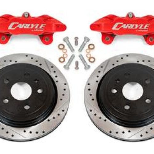 2014-2019 Chevrolet Corvette Brake Conversion Kit with Drilled and Slotted Rotors and Red Calipers - Heavy-Duty Performance Brake System for Fleet and Truck Applications