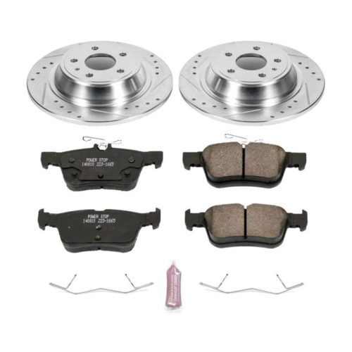 2013-2015 Ford Fusion Rear Z23 Evolution Sport Brake Kit with Drilled & Slotted Rotors and Carbon-Fiber Ceramic Pads - Premium Replacement