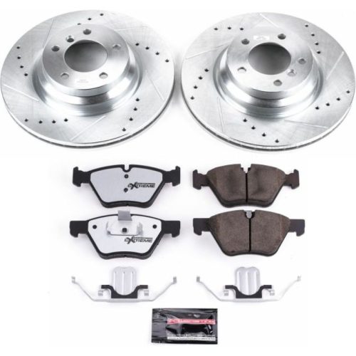 2006 BMW 330i Front Z26 Street Warrior Brake Upgrade Kit - Drilled & Slotted Rotors with Carbon-Fiber Ceramic Pads for Heavy-Duty Performance - Premium Replacement
