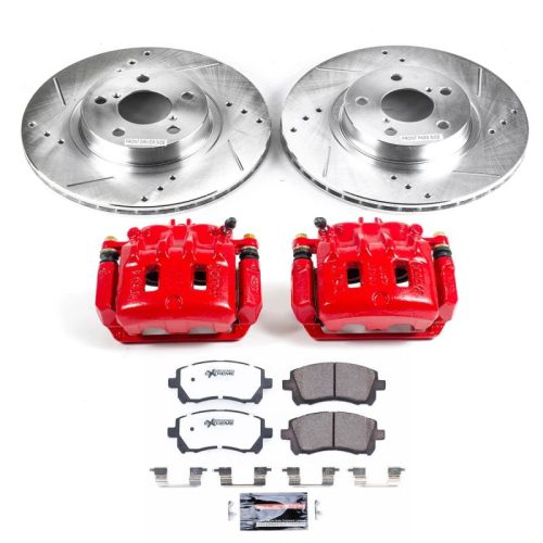 2001-2002 Subaru Impreza & Legacy Front Heavy-Duty Drilled & Slotted Brake Rotor and Caliper Upgrade - Premium Replacement