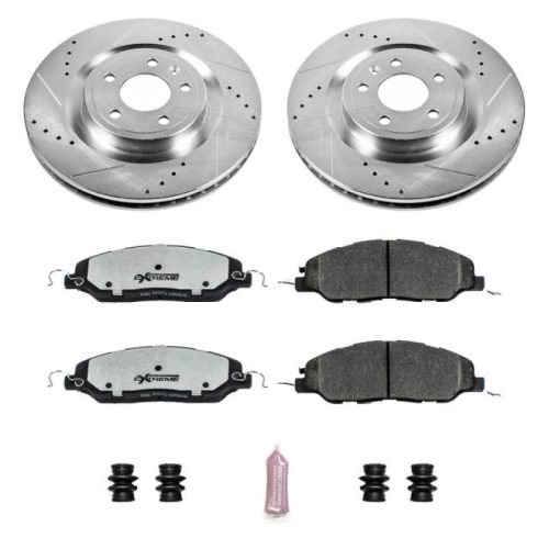 2011-2014 Ford Mustang Front Z26 Street Warrior Brake Upgrade Kit - Heavy-Duty Drilled and Slotted Rotors with Carbon-Fiber Ceramic Pads - Premium Replacement