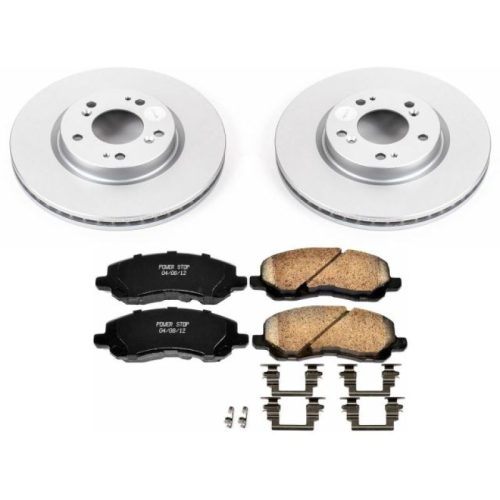 2005-2007 Mitsubishi Galant & Eclipse Heavy-Duty Z17 Evolution Geomet Coated Brake Rotor and Ceramic Pad Assembly - Premium Replacement
