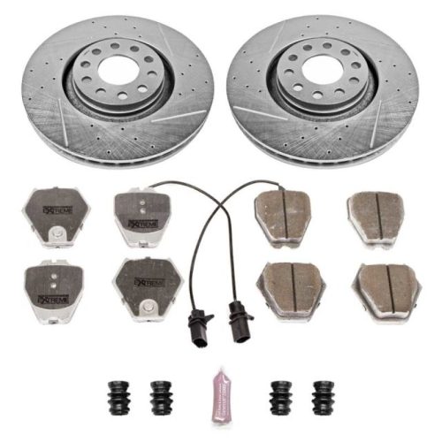 2000-2003 Audi A6 Quattro & S4 Front Z26 Street Warrior Brake Upgrade Kit - Heavy-Duty Drilled & Slotted Rotors with Carbon-Fiber Ceramic Pads - Premium Replacement