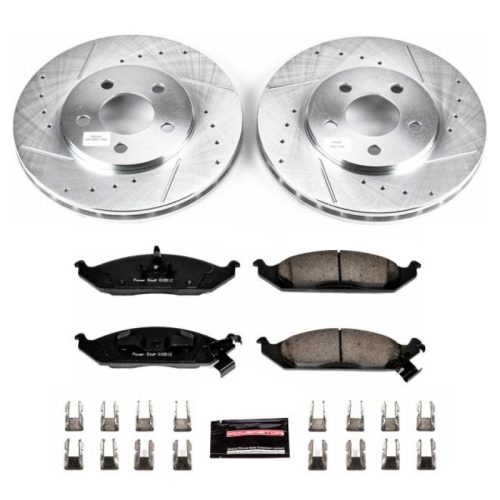 1995-2000 Chrysler Cirrus Front Brake Rotor and Carbon-Fiber Ceramic Brake Pad Upgrade - Heavy-Duty Drilled & Slotted Performance Replacement