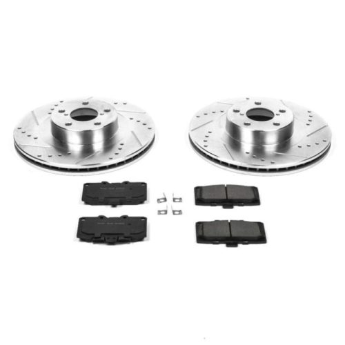 2006-2007 Subaru Impreza Front Z23 Evolution Sport Brake Upgrade Kit - Premium Heavy-Duty Drilled & Slotted Rotors with Carbon-Fiber Ceramic Brake Pads