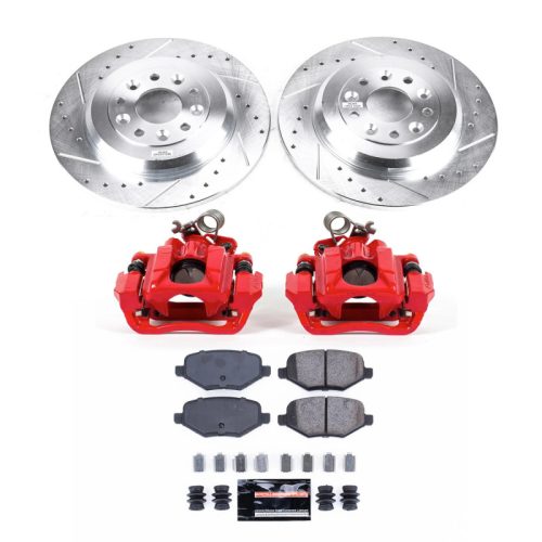 2010-2014 Lincoln MKT Rear Brake Upgrade Kit with Drilled & Slotted Rotors, Carbon-Fiber Ceramic Pads, Powder Coated Calipers - Premium Replacement