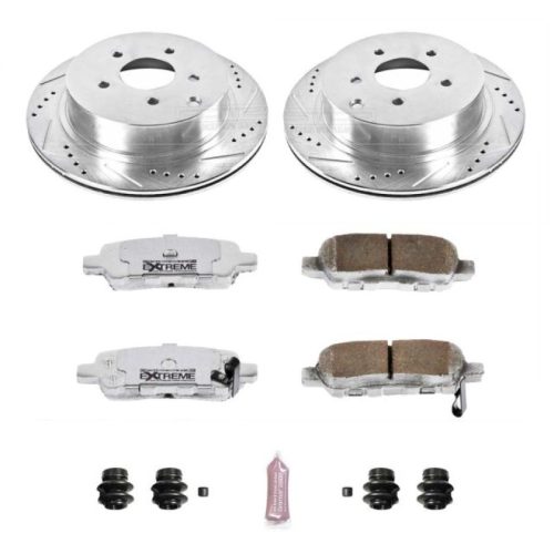 2013-2014 Infiniti JX35, QX60 & Nissan Pathfinder Heavy-Duty Drilled & Slotted Brake Rotor and Carbon-Fiber Ceramic Brake Pad Assembly - Premium Replacement