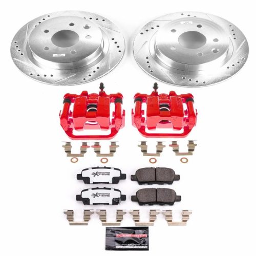 2011-2015 Nissan Leaf Rear Brake Upgrade Kit with Drilled & Slotted Rotors, Carbon-Fiber Ceramic Pads, Powder Coated Calipers - Premium Replacement