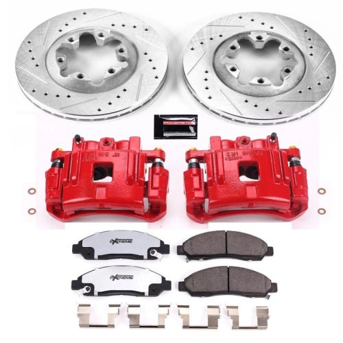 2004-2008 Chevrolet Colorado, 2004-2005 GMC Canyon & 2005-2006 Isuzu i-350 Front Z36 Truck & Tow Brake Upgrade Kit with Drilled & Slotted Rotors, Carbon-Fiber Ceramic Pads, Powder Coated Calipers - Premium Replacement