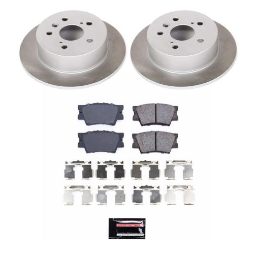 2012-2014 Toyota Camry & Avalon Rear Heavy-Duty Semi-Coated Rotor Brake Assembly with Ceramic Pads - Premium Replacement