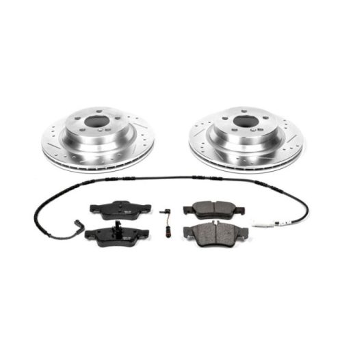 2003-2009 Mercedes-Benz E350 & E500 Rear Z23 Evolution Sport Brake Upgrade Kit - Heavy-Duty Drilled & Slotted Rotors with Carbon-Fiber Ceramic Pads and Hardware - Premium Replacement