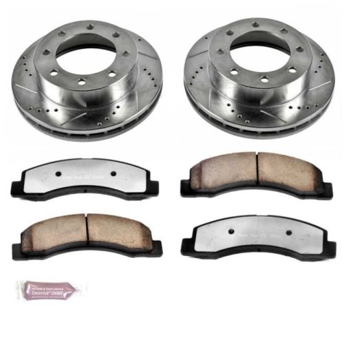 1999 Ford F-250 Super Duty Front Z36 Truck & Tow Brake Upgrade Kit - Heavy-Duty Drilled and Slotted Rotors with Carbon-Fiber Ceramic Pads - Premium Replacement