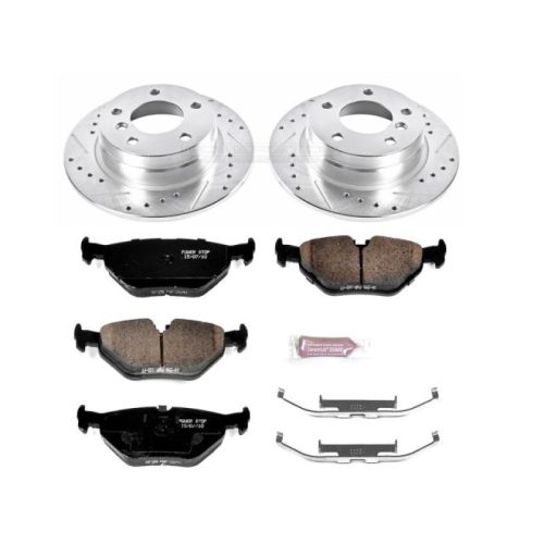 1993-1999 BMW 318i / 1994-1999 BMW 328is Heavy-Duty Drilled and Slotted Brake Rotor and Carbon-Fiber Ceramic Brake Pad Upgrade - Premium Replacement