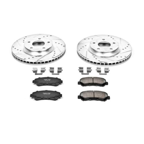 2008-2014 Nissan Rogue Front Z23 Evolution Sport Brake Kit - Premium Heavy-Duty Drilled & Slotted Rotor and Carbon-Fiber Ceramic Brake Pads Upgrade
