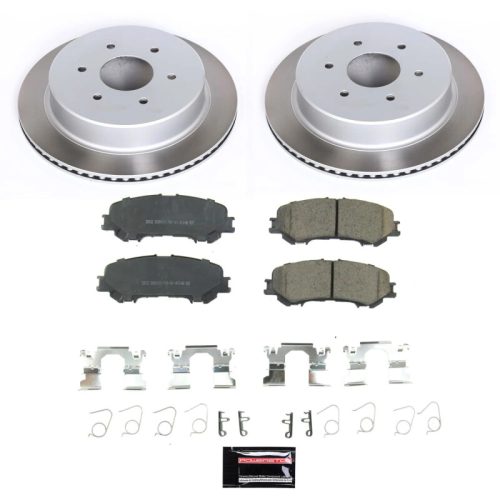 2017-2018 Nissan Titan Rear Semi-Coated Rotor Kit with Ceramic Brake Pads - Premium Replacement