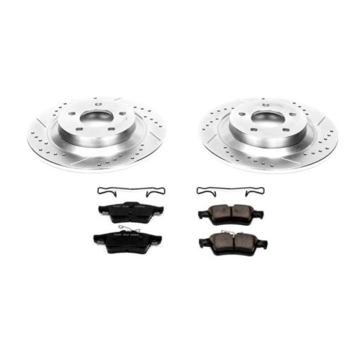 2008-2012 Mazda 5 Rear Z23 Evolution Sport Brake Performance Upgrade with Drilled & Slotted Rotors - Premium Replacement