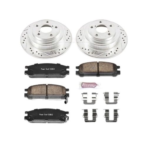 1998-1999 Subaru Impreza & Legacy Rear PowerStop Z23 Evolution Sport Brake Upgrade Kit - Heavy-Duty Drilled & Slotted Rotors with Carbon-Fiber Ceramic Pads
