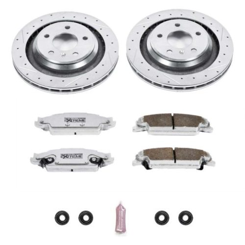2005-2008 Pontiac Grand Prix Rear Z26 Street Warrior Brake Upgrade Kit - Heavy-Duty Drilled & Slotted Rotors with Carbon-Fiber Ceramic Pads - Premium Replacement
