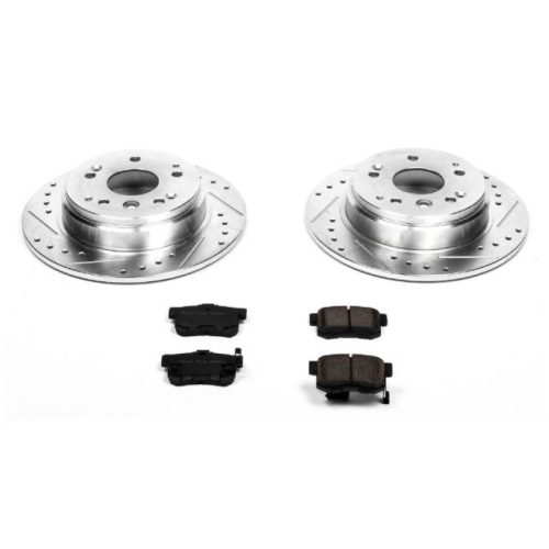 2004-2010 Acura TL, 2004-2010 Honda Element Heavy-Duty Drilled and Slotted Brake Rotor and Carbon-Fiber Ceramic Brake Pad Upgrade - Premium Replacement