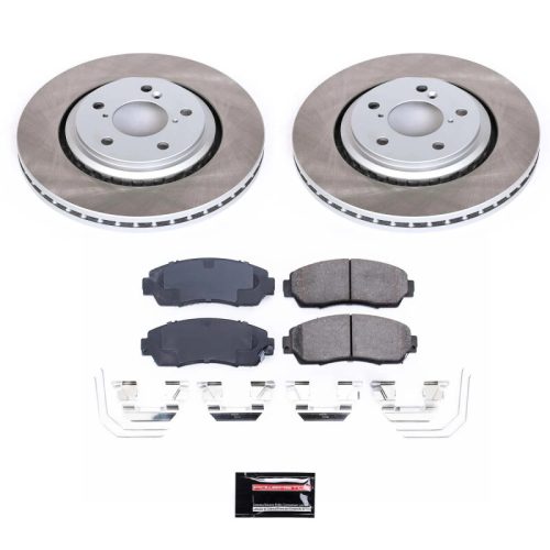2015-2016 Honda Odyssey Front Semi-Coated Rotor Brake Assembly with Ceramic Pads - Premium Replacement