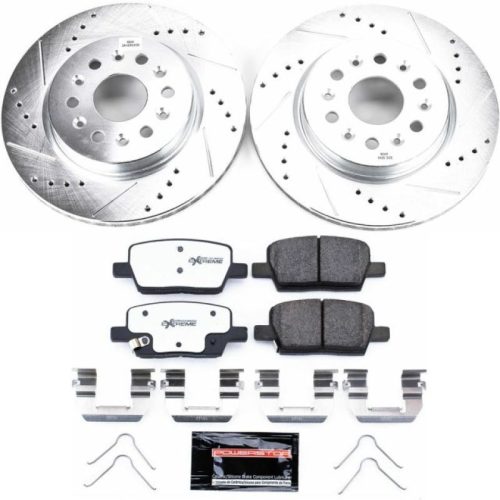 2017-2018 GMC Acadia & Buick Enclave Rear Z26 Street Warrior Brake Upgrade Kit - Heavy-Duty Drilled & Slotted Rotors with Carbon-Fiber Ceramic Pads - Premium Replacement