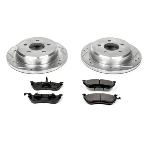 2000-2002 Mercury Grand Marquis Rear Z23 Evolution Sport Brake Rotor and Pad Upgrade - Heavy-Duty Drilled & Slotted Performance Brake Kit