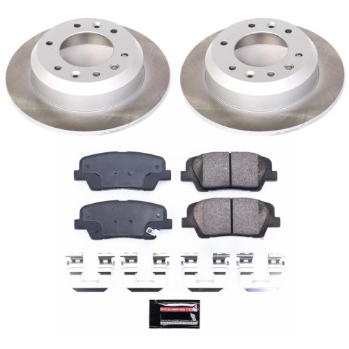 2011-2014 Kia Sedona & 2007-2008 Hyundai Entourage Rear Semi-Coated Brake Rotor Assembly with Ceramic Brake Pads - Premium Replacement