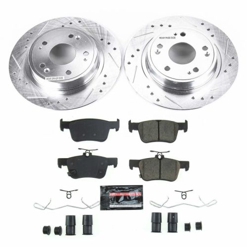 2018-2019 Honda Accord Rear Z23 Evolution Sport Brake Replacement Kit with Drilled & Slotted Rotors and Carbon-Fiber Ceramic Pads - Premium Heavy-Duty Performance