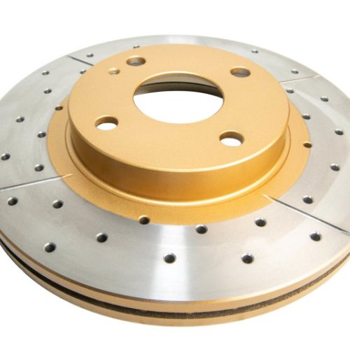 DBA X Gold Cross Drilled and Slotted Street Series Rotor for Ford Escort and Mazda Protege 1999-2003 - Premium Replacement