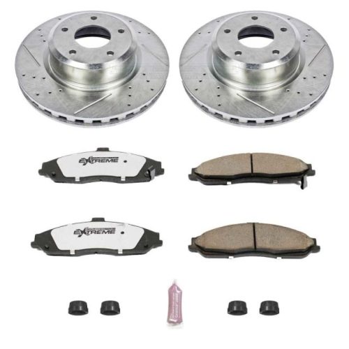 2005-2006 Pontiac GTO Front Z26 Street Warrior Brake Upgrade Kit with Drilled and Slotted Rotors - Premium Heavy-Duty Replacement