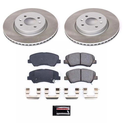 2012-2017 Kia Rio Front Semi-Coated Rotor Brake Assembly with Ceramic Pads - Premium Replacement