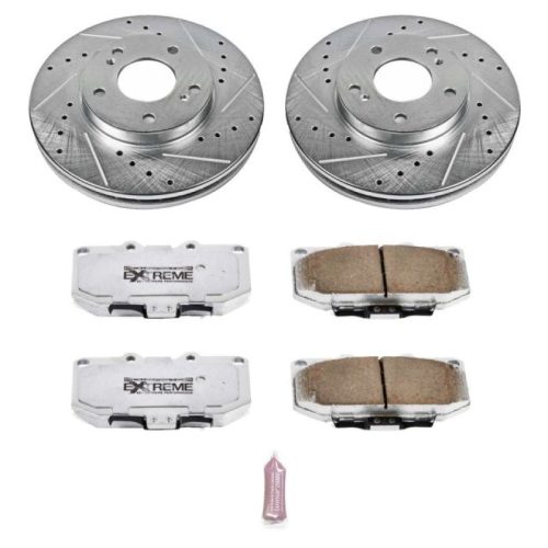 1990-1993 Nissan 300ZX Front Brake Upgrade Kit with Drilled & Slotted Rotors and Carbon-Fiber Ceramic Pads - Premium Replacement