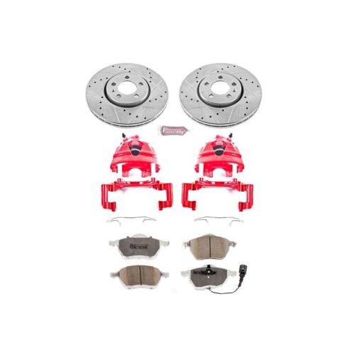1999-2010 Volkswagen Golf & Beetle Front Z26 Street Warrior Brake Upgrade Kit with Drilled & Slotted Rotors - Premium Heavy-Duty Replacement