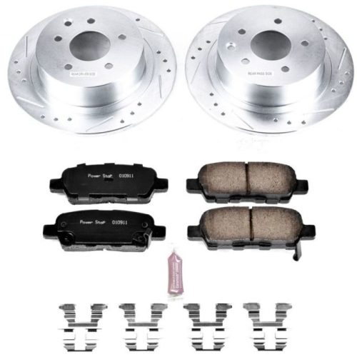 2007-2010 Nissan Altima Rear Z23 Evolution Sport Brake Upgrade Kit - Heavy-Duty Drilled & Slotted Rotor and Carbon-Fiber Ceramic Brake Pads for Towing and Daily Driving - Premium Replacement